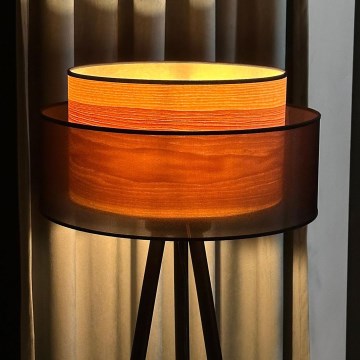 Duolla - Stojací lampa WOOD BOHO 1xE27/15W/230V pr. 45 cm černá/béžová