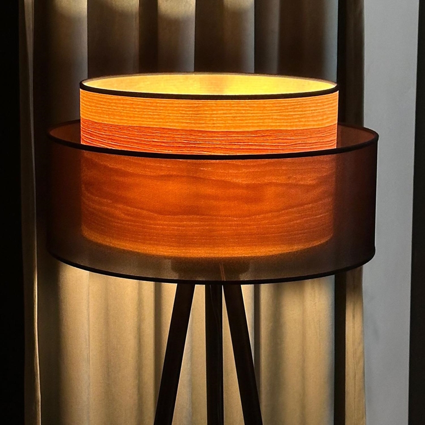 Duolla - Stojací lampa WOOD BOHO 1xE27/15W/230V pr. 45 cm černá/béžová
