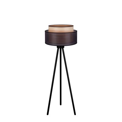 Duolla - Stojací lampa WOOD BOHO 1xE27/15W/230V pr. 45 cm černá/béžová