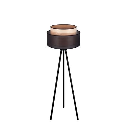 Duolla - Stojací lampa WOOD BOHO 1xE27/15W/230V pr. 45 cm černá/béžová
