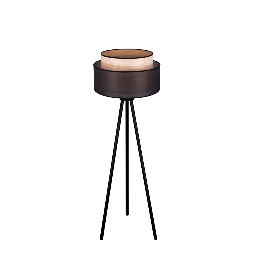 Duolla - Stojací lampa WOOD BOHO 1xE27/15W/230V pr. 45 cm černá/béžová