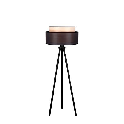 Duolla - Stojací lampa WOOD BOHO 1xE27/15W/230V pr. 45 cm černá/béžová