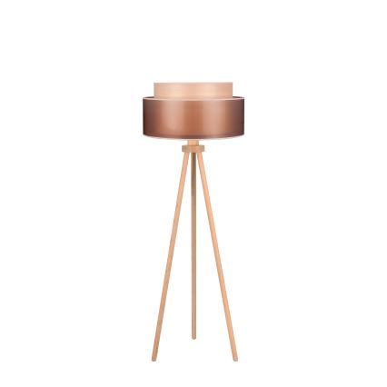 Duolla - Stojací lampa WOOD BOHO 1xE27/15W/230V pr. 45 cm měděná/hnědá/béžová