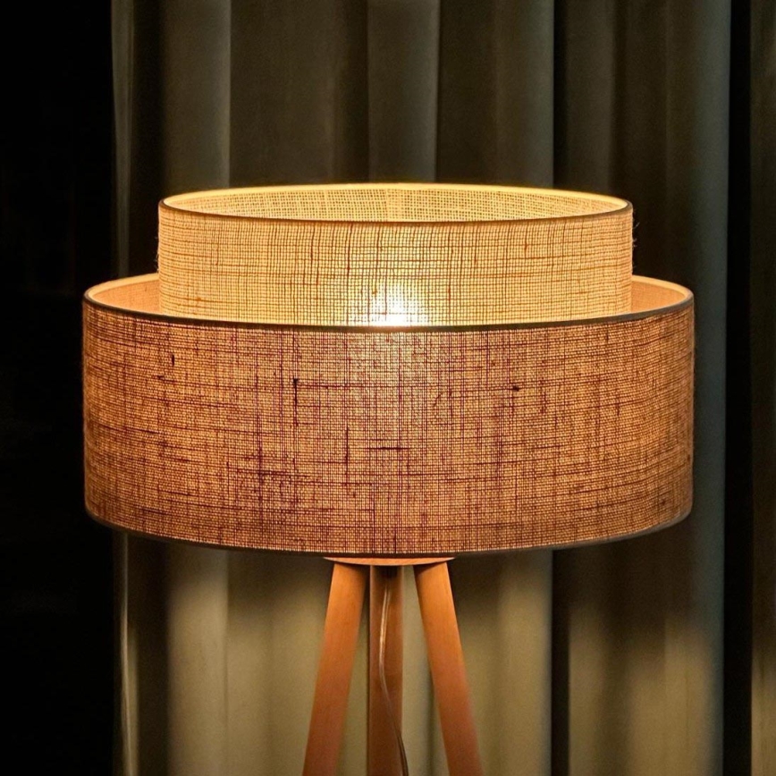 Duolla - Stojací lampa YUTE BOHO 1xE27/15W/230V pr. 45 cm hnědá/krémová