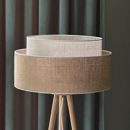 Duolla - Stojací lampa YUTE BOHO 1xE27/15W/230V pr. 45 cm hnědá/krémová