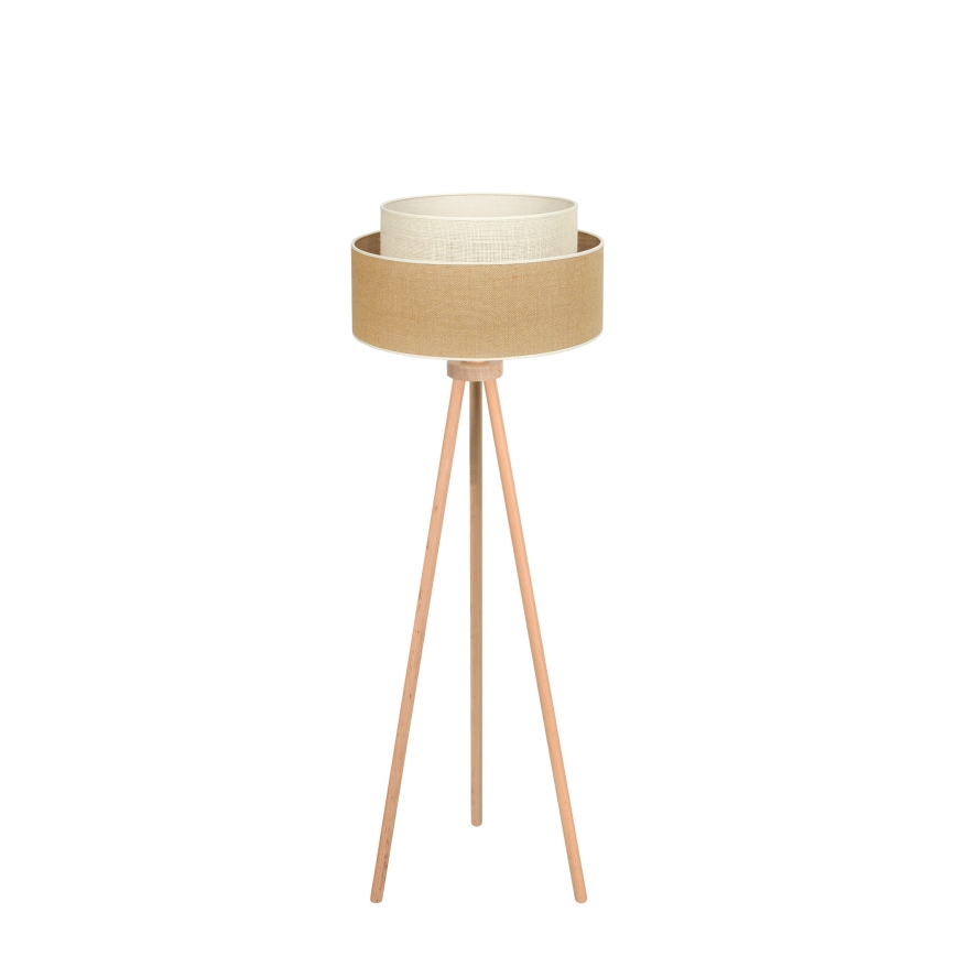 Duolla - Stojací lampa YUTE BOHO 1xE27/15W/230V pr. 45 cm hnědá/krémová