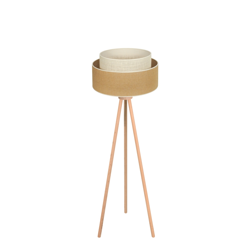 Duolla - Stojací lampa YUTE BOHO 1xE27/15W/230V pr. 45 cm hnědá/krémová