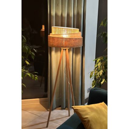 Duolla - Stojací lampa YUTE TRIO 1xE27/15W/230V pr. 45 cm hnědá/šedá/béžová
