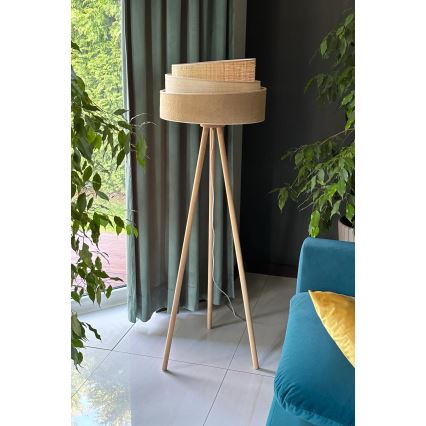 Duolla - Stojací lampa YUTE TRIO 1xE27/15W/230V pr. 45 cm hnědá/šedá/béžová