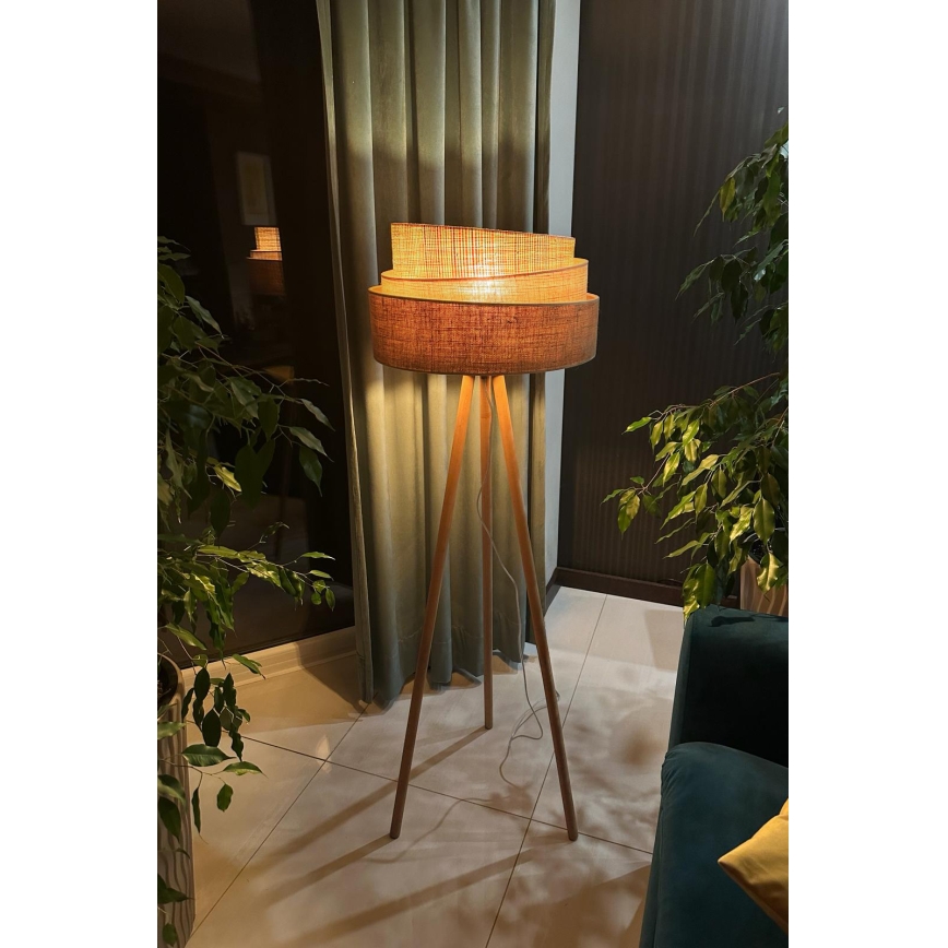 Duolla - Stojací lampa YUTE TRIO 1xE27/15W/230V pr. 45 cm hnědá/šedá/béžová