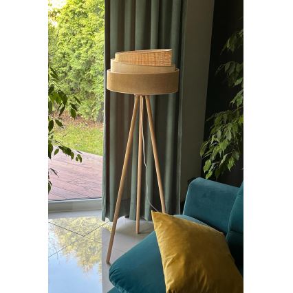 Duolla - Stojací lampa YUTE TRIO 1xE27/15W/230V pr. 45 cm hnědá/šedá/béžová