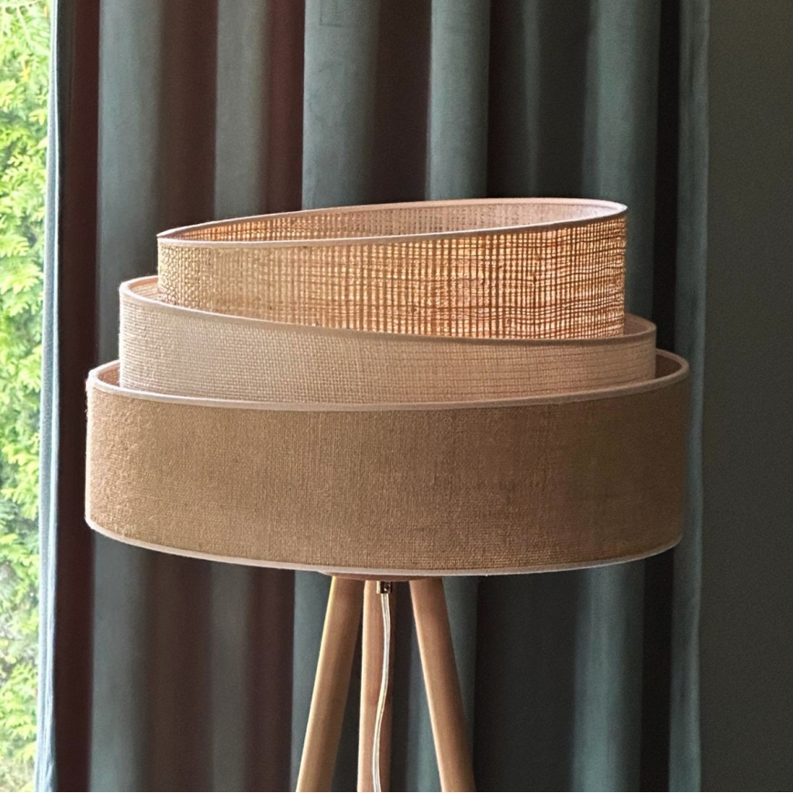 Duolla - Stojací lampa YUTE TRIO 1xE27/15W/230V pr. 45 cm hnědá/šedá/béžová