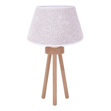 Duolla - Stolní lampa BOUCLE 1xE27/15W/230V pr. 28 cm bílá/dřevo