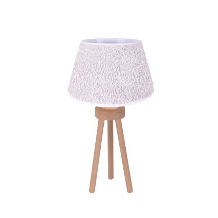 Duolla - Stolní lampa BOUCLE 1xE27/15W/230V pr. 28 cm bílá/dřevo