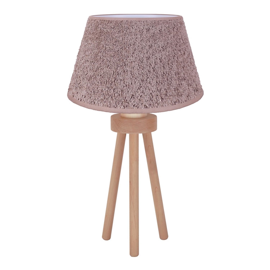 Duolla - Stolní lampa BOUCLE 1xE27/15W/230V pr. 28 cm hnědá/dřevo