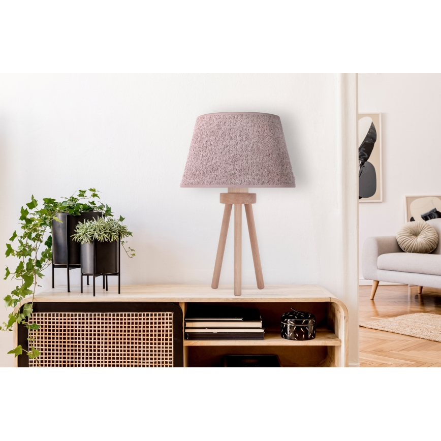 Duolla - Stolní lampa BOUCLE 1xE27/15W/230V pr. 28 cm hnědá/dřevo