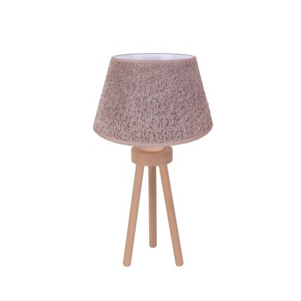 Duolla - Stolní lampa BOUCLE 1xE27/15W/230V pr. 28 cm hnědá/dřevo
