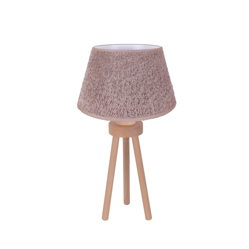 Duolla - Stolní lampa BOUCLE 1xE27/15W/230V pr. 28 cm hnědá/dřevo