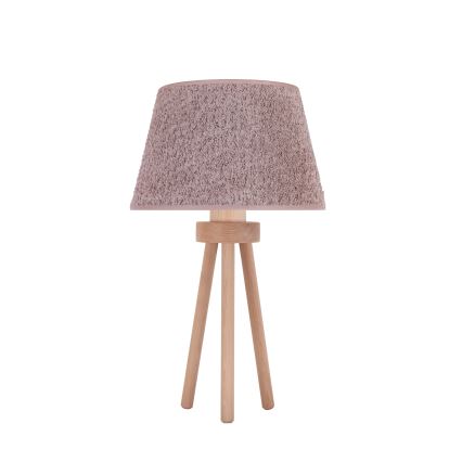Duolla - Stolní lampa BOUCLE 1xE27/15W/230V pr. 28 cm hnědá/dřevo