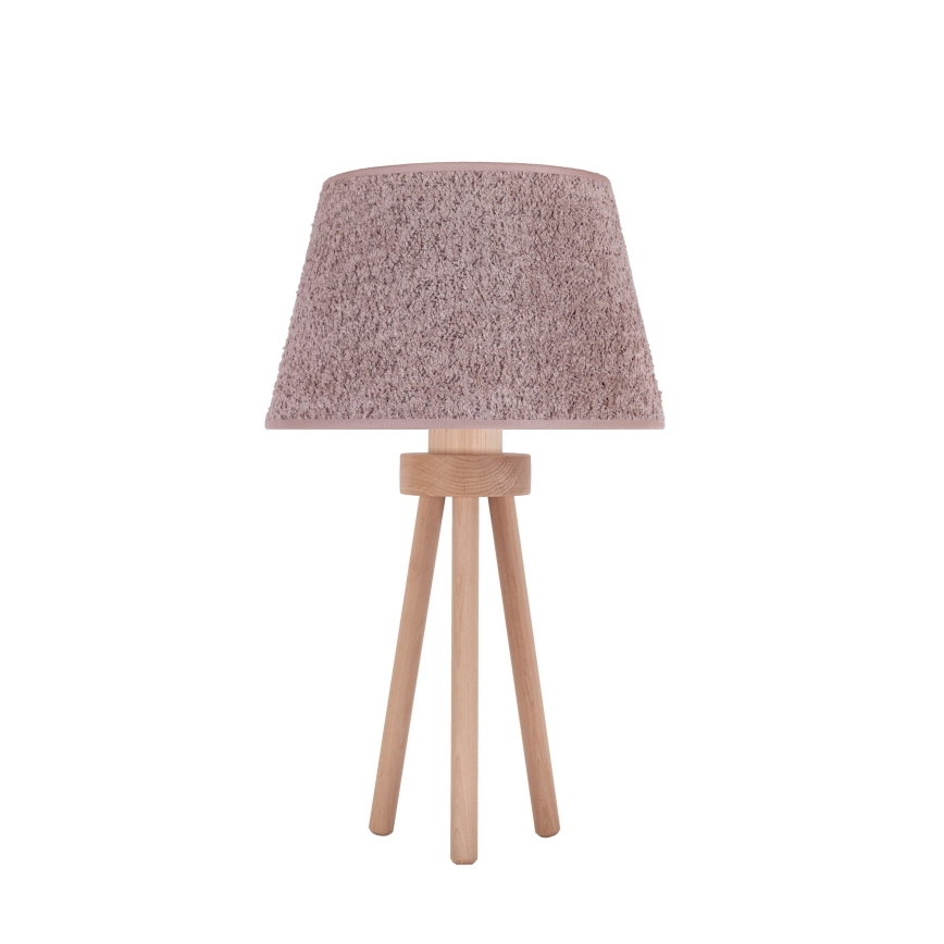 Duolla - Stolní lampa BOUCLE 1xE27/15W/230V pr. 28 cm hnědá/dřevo
