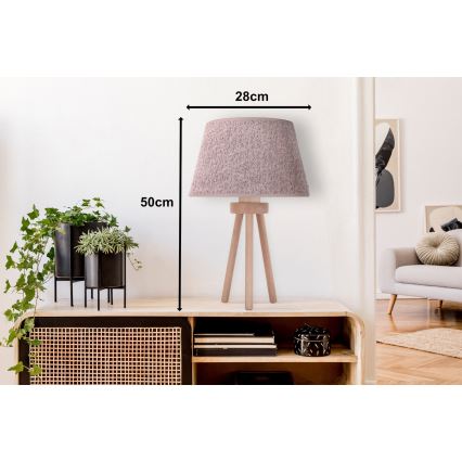 Duolla - Stolní lampa BOUCLE 1xE27/15W/230V pr. 28 cm hnědá/dřevo