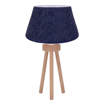 Duolla - Stolní lampa BOUCLE 1xE27/15W/230V pr. 28 cm modrá/dřevo