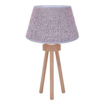 Duolla - Stolní lampa BOUCLE 1xE27/15W/230V pr. 28 cm šedá/dřevo