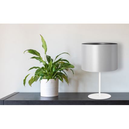 Duolla - Stolní lampa CANNES 1xE14/15W/230V pr. 20 cm stříbrná/bílá