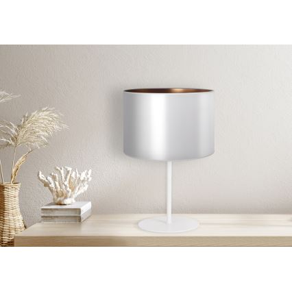 Duolla - Stolní lampa CANNES 1xE14/15W/230V pr. 20 cm stříbrná/měděná/bílá