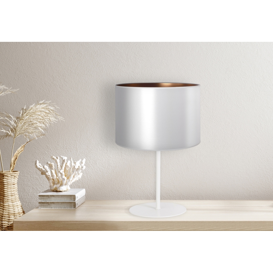 Duolla - Stolní lampa CANNES 1xE14/15W/230V pr. 20 cm stříbrná/měděná/bílá