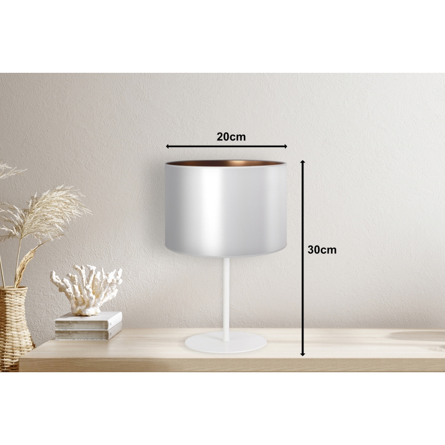 Duolla - Stolní lampa CANNES 1xE14/15W/230V pr. 20 cm stříbrná/měděná/bílá