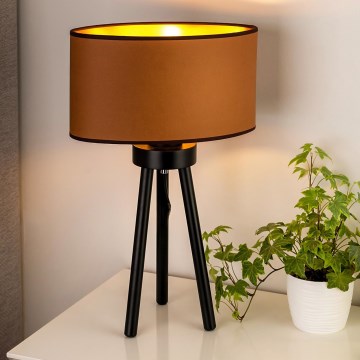 Duolla - Stolní lampa OVAL VEGAN 1xE27/15W/230V pr. 30 cm hnědá