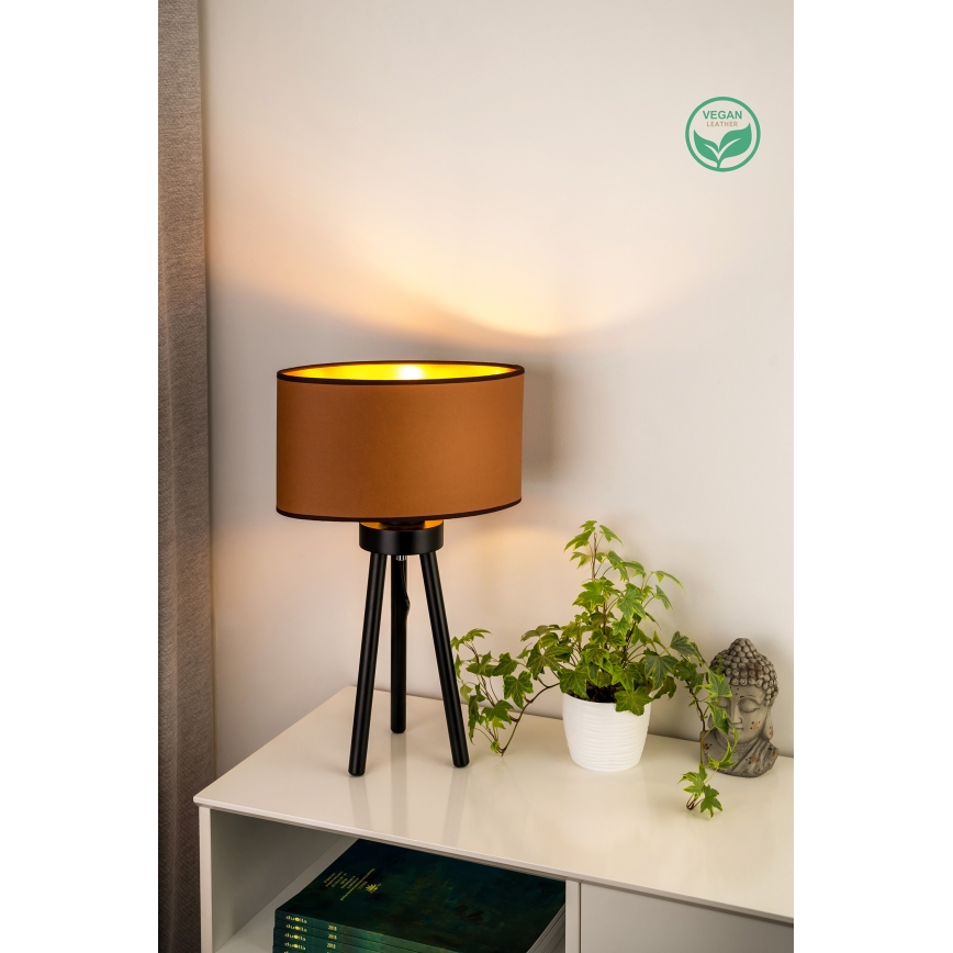 Duolla - Stolní lampa OVAL VEGAN 1xE27/15W/230V pr. 30 cm hnědá