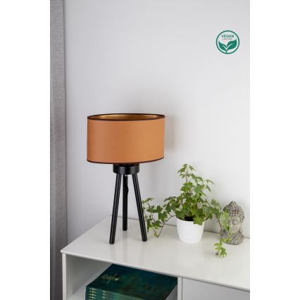 Duolla - Stolní lampa OVAL VEGAN 1xE27/15W/230V pr. 30 cm hnědá