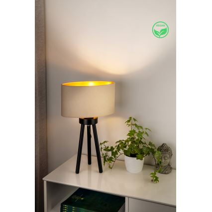 Duolla - Stolní lampa OVAL VEGAN 1xE27/15W/230V pr. 30 cm krémová