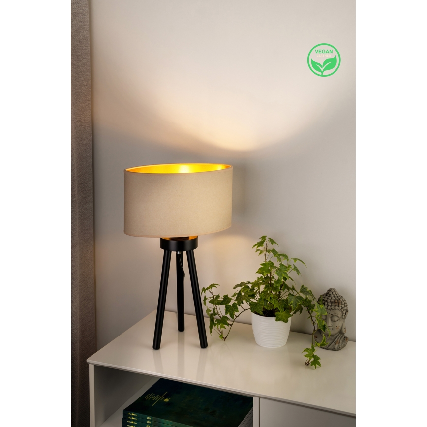 Duolla - Stolní lampa OVAL VEGAN 1xE27/15W/230V pr. 30 cm krémová