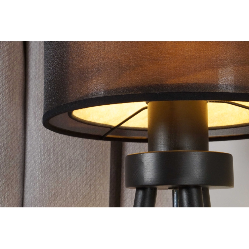 Duolla - Stolní lampa WOOD BOHO 1xE27/15W/230V pr. 25 cm černá/béžová