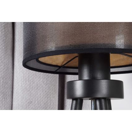 Duolla - Stolní lampa WOOD BOHO 1xE27/15W/230V pr. 25 cm černá/béžová