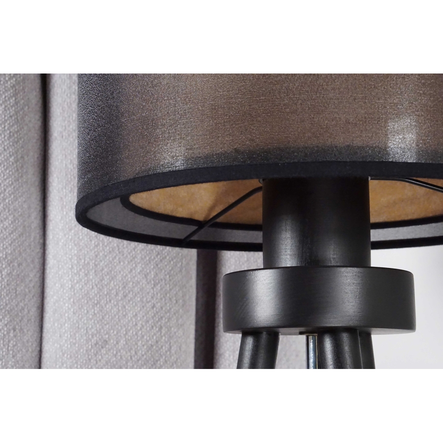 Duolla - Stolní lampa WOOD BOHO 1xE27/15W/230V pr. 25 cm černá/béžová
