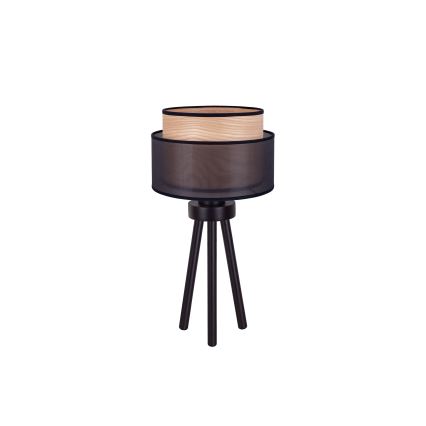 Duolla - Stolní lampa WOOD BOHO 1xE27/15W/230V pr. 25 cm černá/béžová