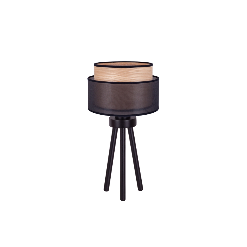 Duolla - Stolní lampa WOOD BOHO 1xE27/15W/230V pr. 25 cm černá/béžová