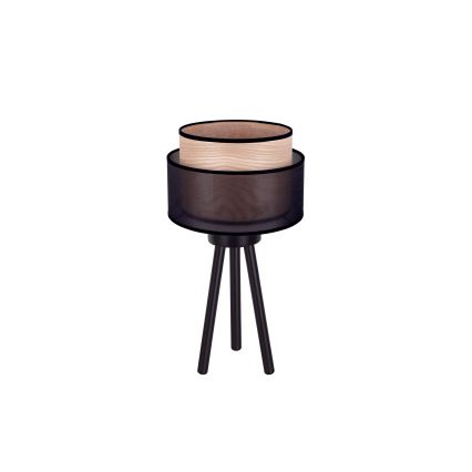 Duolla - Stolní lampa WOOD BOHO 1xE27/15W/230V pr. 25 cm černá/béžová