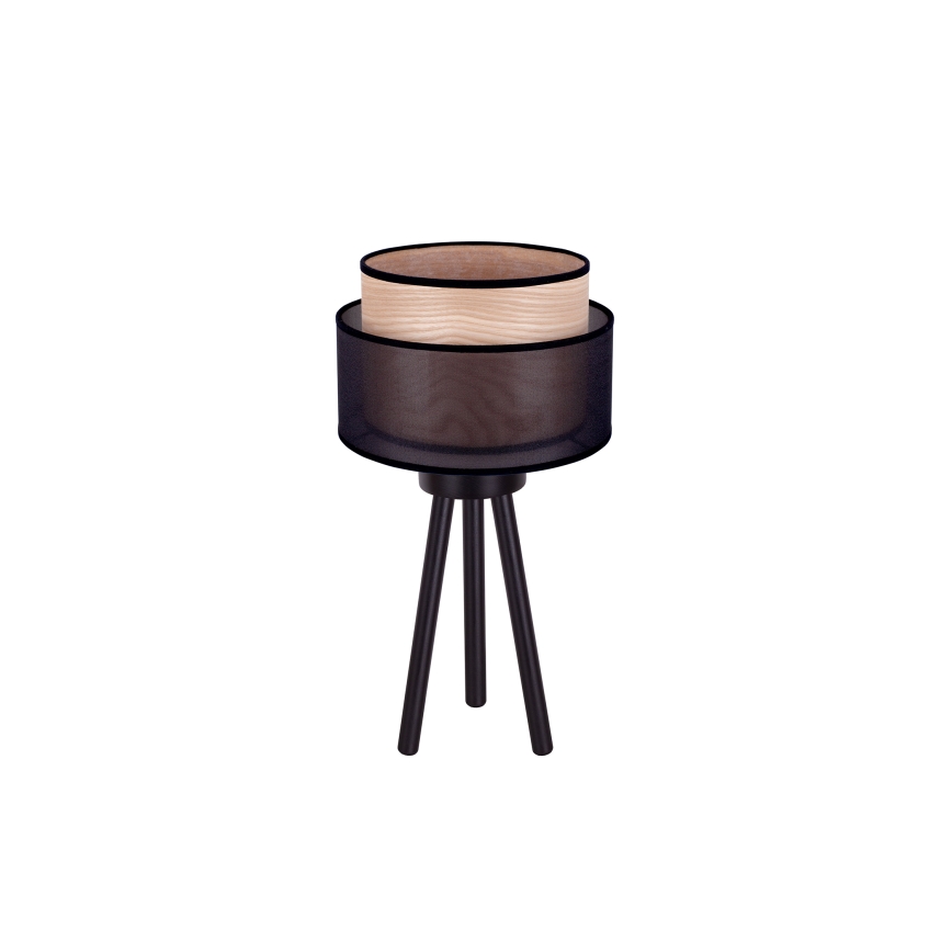 Duolla - Stolní lampa WOOD BOHO 1xE27/15W/230V pr. 25 cm černá/béžová