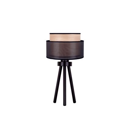 Duolla - Stolní lampa WOOD BOHO 1xE27/15W/230V pr. 25 cm černá/béžová