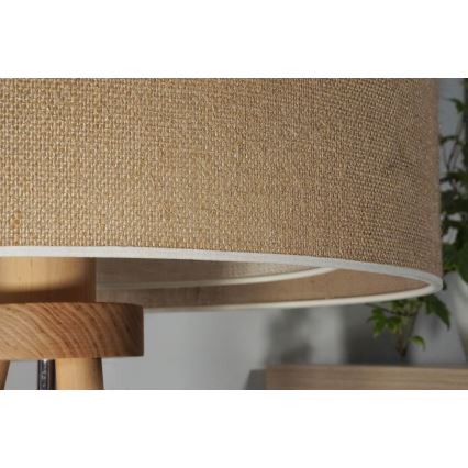 Duolla - Stolní lampa YUTE BOHO 1xE27/15W/230V pr. 25 cm hnědá/krémová