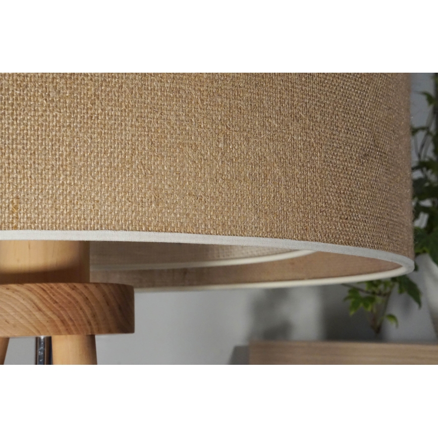 Duolla - Stolní lampa YUTE BOHO 1xE27/15W/230V pr. 25 cm hnědá/krémová