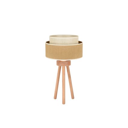 Duolla - Stolní lampa YUTE BOHO 1xE27/15W/230V pr. 25 cm hnědá/krémová