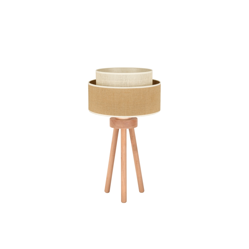 Duolla - Stolní lampa YUTE BOHO 1xE27/15W/230V pr. 25 cm hnědá/krémová