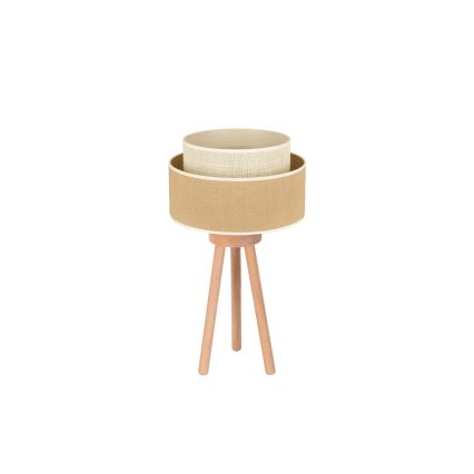 Duolla - Stolní lampa YUTE BOHO 1xE27/15W/230V pr. 25 cm hnědá/krémová
