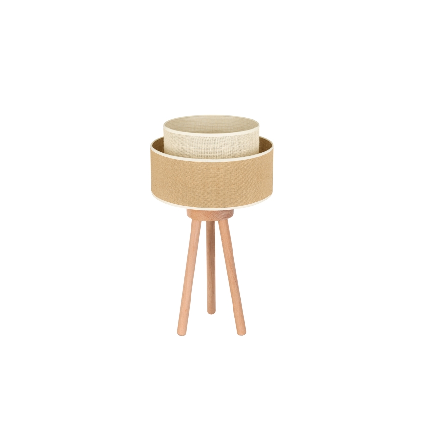 Duolla - Stolní lampa YUTE BOHO 1xE27/15W/230V pr. 25 cm hnědá/krémová